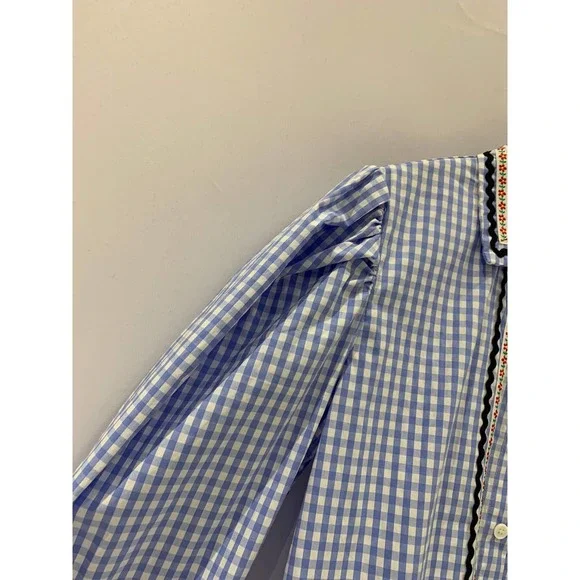 NEW $ 1180 Miu Miu gingham embroidered shirt
